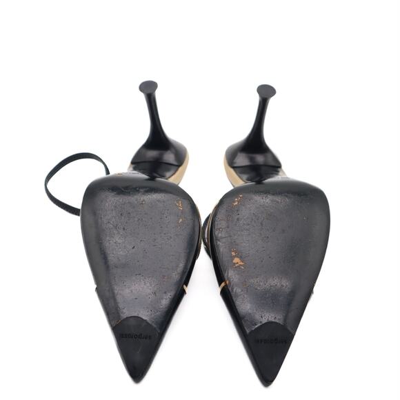 Sergio Rossi Leather Pointed Toe Slingback Pumps Size 37 - Picture 5 of 11